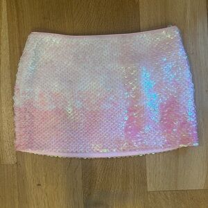 Retrofete Shimmering Pink Sequin Mini Skirt